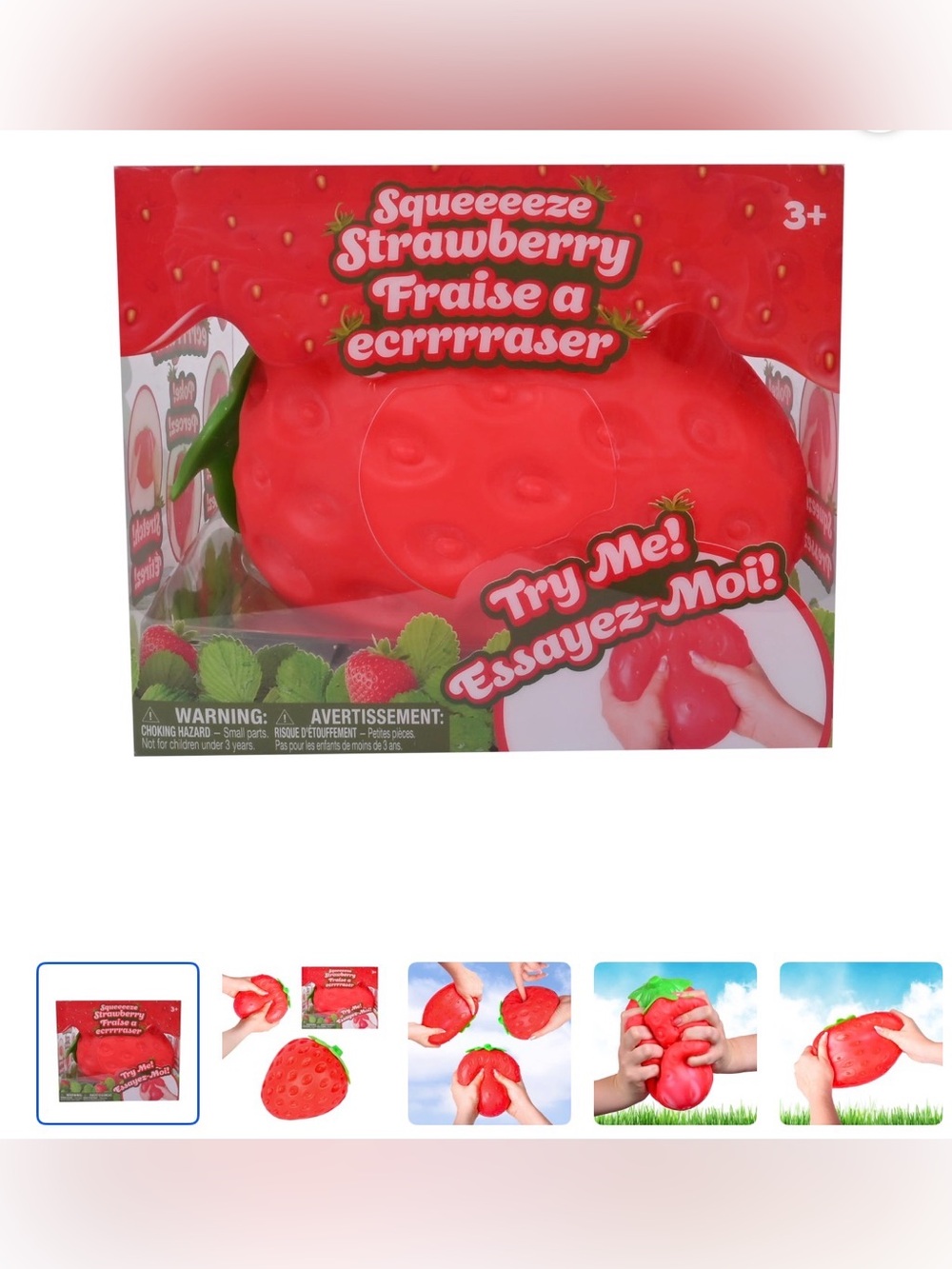 Toymendous Extra Large Strawberry Squishy Squeeze Toy – NWT